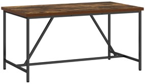 HOMCOM Masă Dreptunghiulară pentru 6 Persoane în Stil Industrial cu Picioare Reglabile din Lemn și Oțel, 150x80x75 cm, Maro | Aosom Romania