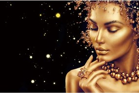 Tablou decorativ din sticla calita GOLDEN FACE 120x80cm