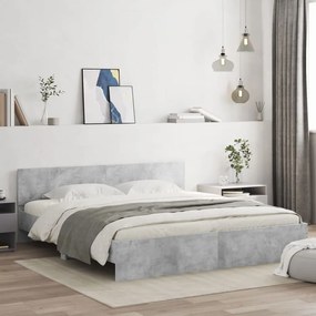 3207472 vidaXL Cadru de pat cu tăblie, gri beton, 160x200 cm