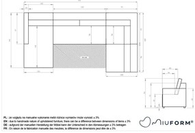 Colțar modular crem extensibil/cu spațiu de depozitare (cu colț pe partea dreaptă) Lulu – Miuform