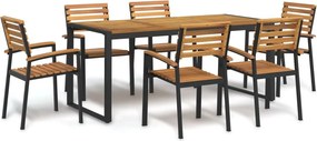 vidaXL Set mobilier de grădină, 7 piese, lemn masiv de acacia și metal