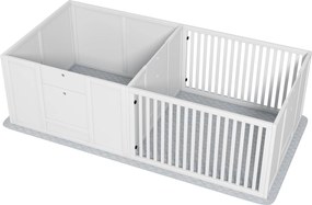 PawHut Wurfbox pentru cățeluși, cu covoraș, ușor de curățat, lemn, 166x80x50 cm, Alb | Aosom Romania