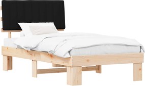 vidaXL Cadru de pat cu tăblie tapițată cu headboard Negru 100 x 200 cm