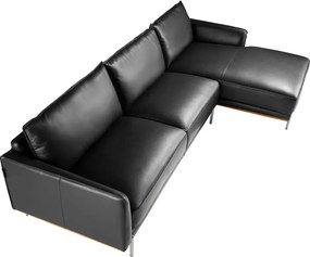 Coltar LUX 5 locuri design italian cu sezlong dreapta Cowhide black
