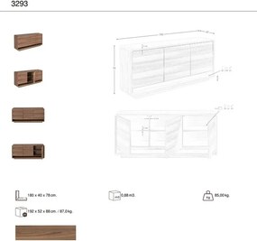 Comoda design LUX cu 3 usi Walnut
