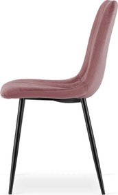 Roz scaun bucatarie LAVA din catifea cu picioare negre