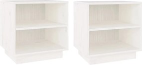 vidaXL Noptiere, 2 buc., alb, 40x34x40 cm, lemn masiv de pin