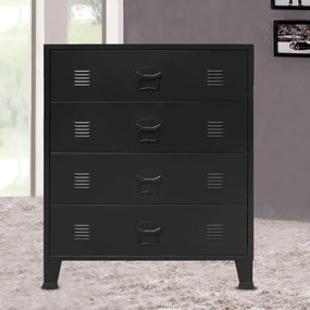 Comoda sertare, metal, stil industrial, 78x40x93 cm, negru Negru