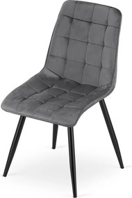 Scaun de masa SPLIT VELVET cu picioare negre, gri inchis