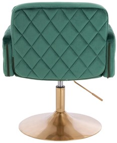 HR802N Scaun Verde din Catifea cu Bază Aurie