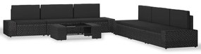 vidaXL Set mobilier de grădină, 7 piese, negru, poliratan