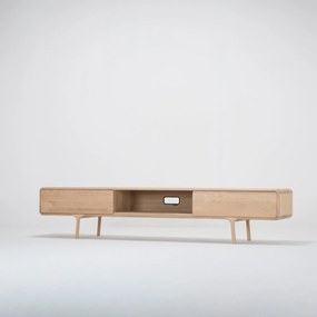 Comodă TV din lemn masiv de stejar cu 2 sertare Gazzda Fawn