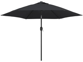 Umbrela de soare exterior, LED-uri si stalp otel, negru, 300 cm Negru