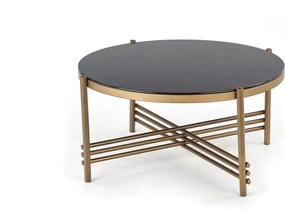 Masuta cafea Ismena, negru/auriu, sticla/otel, 80x80x41 CM