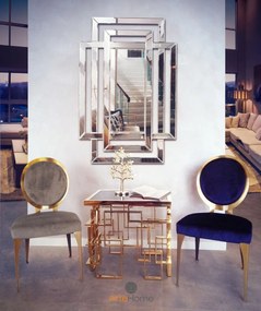 Scaun tapitat Cassari bleumarin/gold – H89 cm