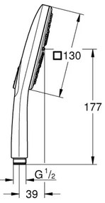 GROHE RAINSHOWER SMARTACTIVE 130 CUBE - duș de mână, crom lucios, cod 26550000