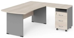 Statie de lucru de colt Manager 180 x 160 cm, dreapta, salcâm deschis / gri