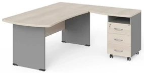 Statie de lucru de colt Manager 180 x 160 cm, dreapta, salcâm deschis / gri