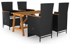 vidaXL Set de masă pentru grădină, 5 piese, negru
