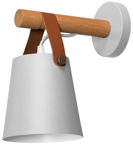 Aplică de design realizată din lemn și metal Alb