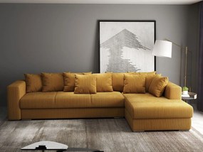 Colțar extensibil dumonde cu ladă de depozitare si sezut confortabil din spuma high-density, Gloria Zoom Mustar II 320x183 cm