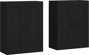 vidaXL Dulapuri montate pe perete, 2 buc, negru, lemn prelucrat
