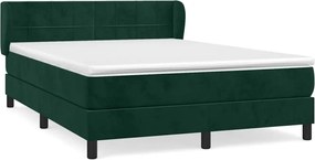 vidaXL Pat box spring cu saltea, verde închis, 140x200 cm, catifea