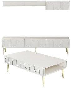 Set mobilier living Lyantela (Crem + Auriu). 1107139