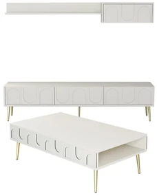 Set mobilier living Lyantela (Crem + Auriu). 1107139