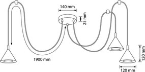 Brilagi - Candelabru suspendat pe cablu CONE TRIPLE SPIDER 3xGX53/15W/230V auriu