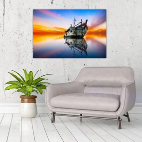 Tablou - Zori peste un naufragiu (90x60 cm)