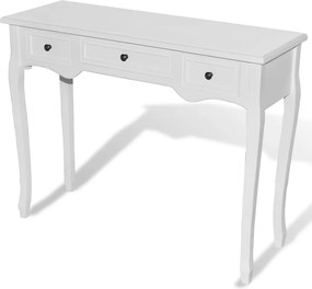vidaXL Masă de toaletă tip consolă cu trei sertare, alb