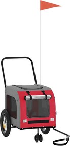 vidaXL Remorcă de bicicletă pentru animale de companie Roșu și gri