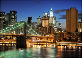 Tablou pe sticlă - Pod cu New York (70x50 cm)