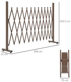 Outsunny Gard de Grădină cu Lățime Reglabilă, Gard de Grădină Multifuncțional din Metal și Aluminiu, 300x31x103,5 cm, Maro Închis