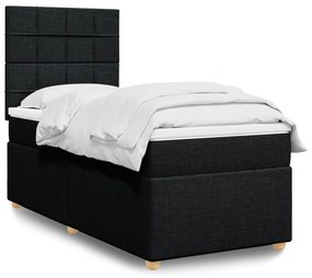 3293437 vidaXL Pat box spring cu saltea, negru, 90x190 cm, textil