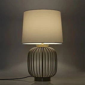 Veioza Simone, 35x35x58 cm, e27, 40 w, metal/textil, bronz/alb