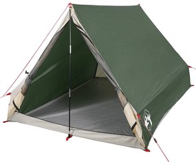 Cort de camping cu cadru A, 2 persoane, verde, impermeabil