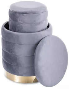 Set 2 tabureti Britta velvet gri Tap.252