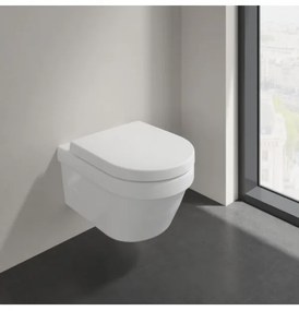 Set vas WC rimless suspendat, Villeroy&amp;Boch Architectura, DirectFlush, cu capac inchidere lenta, 37x53cm, Alb Alpin, 5684HR01