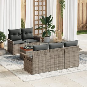 vidaXL Set de canapele pentru grădină 6 pcs Gri Rattan poli