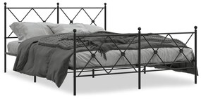 376523 vidaXL Cadru pat metalic cu tăblie de cap/picioare, negru, 160x200 cm