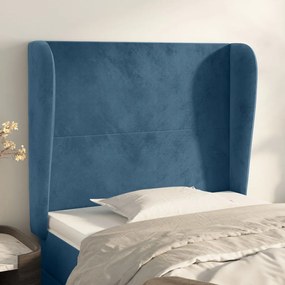 vidaXL Tăblie pat cu aripioare albastru închis 83x23x118/128cm catifea