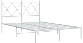 376548 vidaXL Cadru de pat metalic cu tăblie, alb, 120x190 cm
