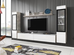 Mobilier living Selwyn II (beton + Alb lucios ) (iluminat LED Alb). 1054050