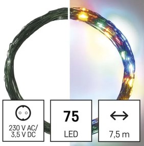 Instalație LED de Crăciun de exterior 75xLED/12,5m IP44 multicolor