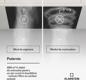 Klarstein Hektor Eco, hotă, 72 cm, 466 m³/h, control tactil, sticlă