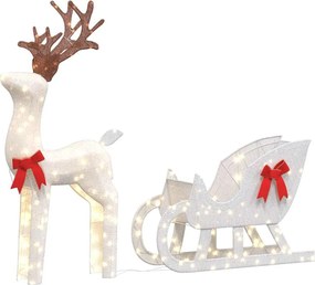 vidaXL Decoratune de Crăciun Ren și Sanie 100 LED-uri Alb Rece