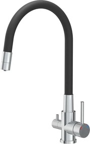 Baterie bucatarie cu pipa flexibila Quadron Pop Agnes finisaj negru - inox
