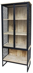 Vitrina, din lemn masiv si MDF, 2 usi, cu model lateral, Vence